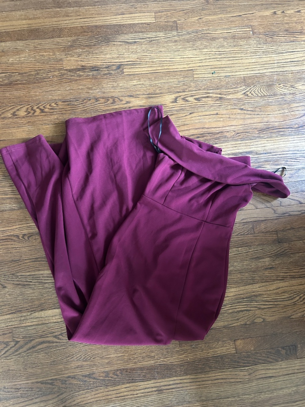 Lulu's Off-Shoulder Gown in Maroon/Burgundy XS